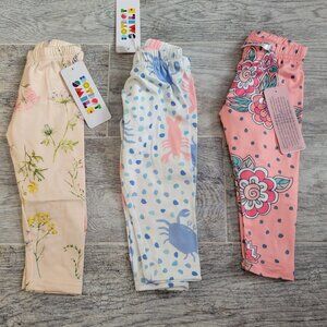 Baby Girl's Leggings 6-12mo Dot Dot Smile 3pc Bundle Stretch Elastic Waist NWT